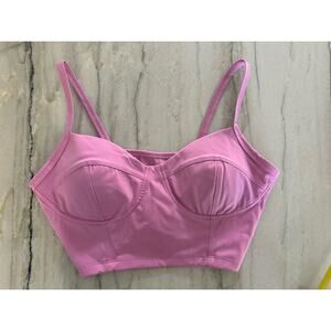 Pink Cropped Corset Bra‎ Top, Womens Size Small